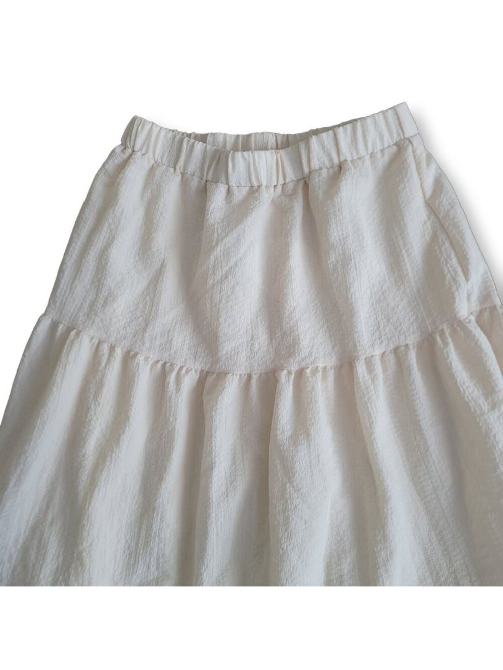 Vintage Cream Tiered Maxi Long Skirt Cottagecore Lined (L) - Picture 2 of 3